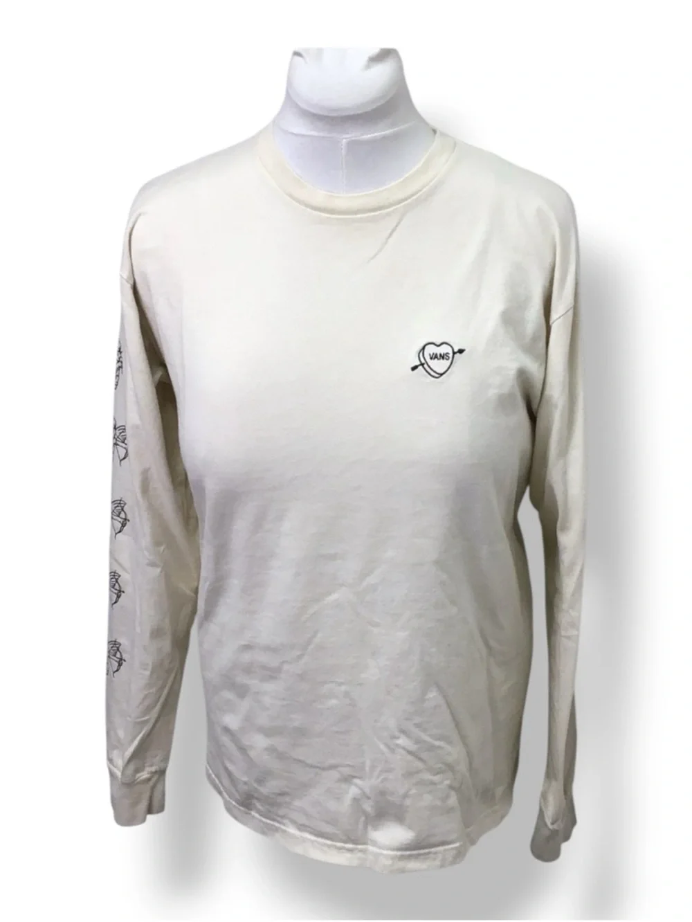Vans Love Hate Seed Pearl Mens L/S Crew Neck T-Shirt, Beige, size M